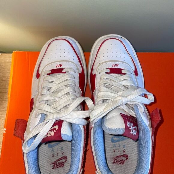 Nike Air Force 1 Red and White Sneakers Classic Style - Picture 7 of 9